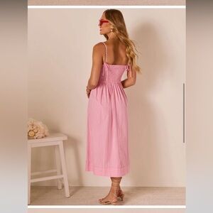 VICI Heartland Haze Pinstripe Midi Dress